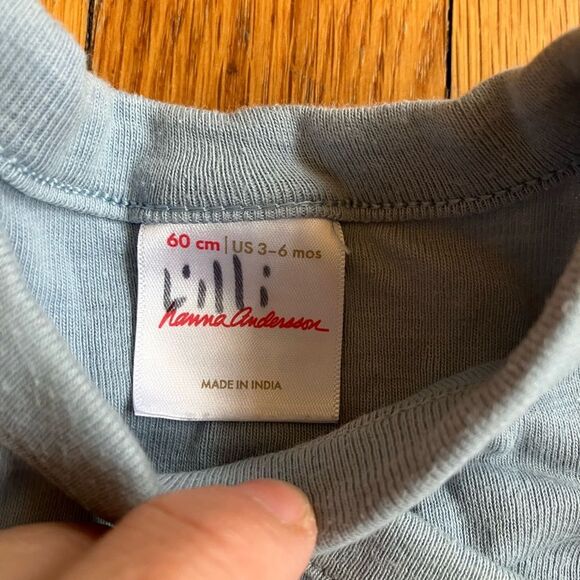 Hanna Andersson Blue Kimono Crossover Bodysuit & Primary Bloomers 60 3-6 - Picture 2 of 6